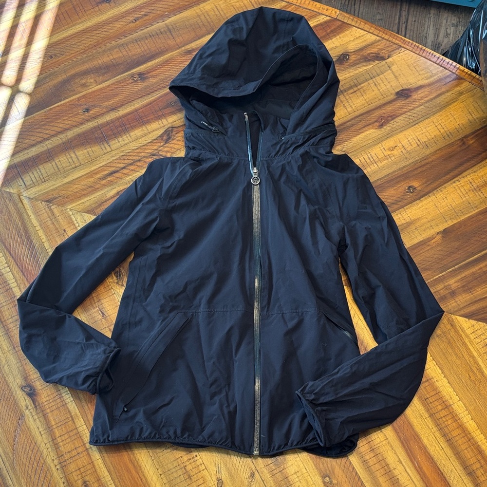 Girls lined Black Hooded zip up Jacket